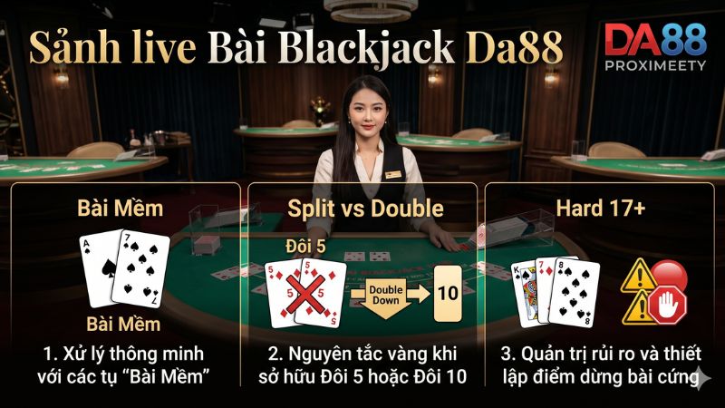 Chiến thuật phân tích bài mềm bài cứng và quyết định rút bài Blackjack Da88