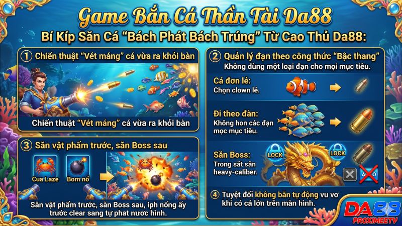 Mẹo bắn cá theo bầy và cách chọn góc bắn thông minh tại Da88