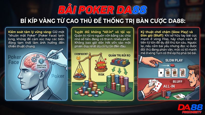 Chiến thuật quản lý vốn và tâm lý thi đấu đỉnh cao dành cho người chơi Poker Da88.