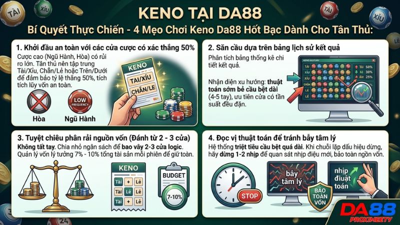 Sơ đồ phân chia nguồn vốn thông minh khi tham gia đặt cược Keno online.