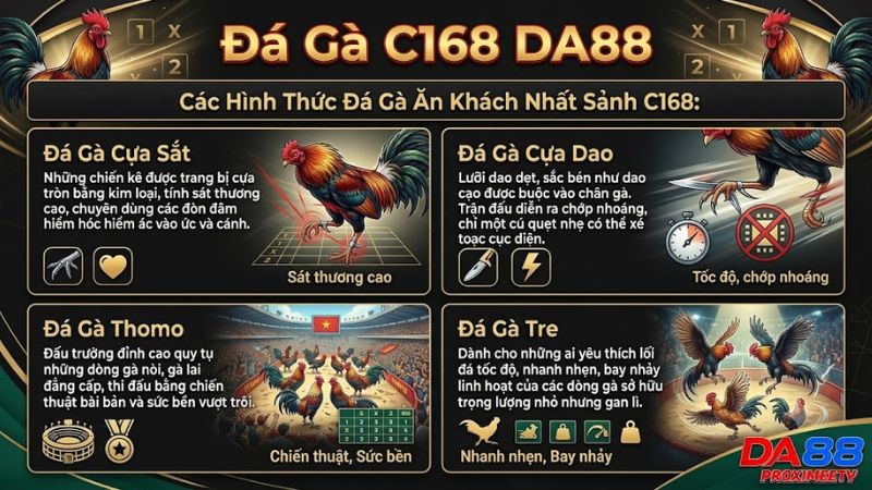 Những dòng gà chiến phổ biến trong danh mục cá cược C168 DA88.