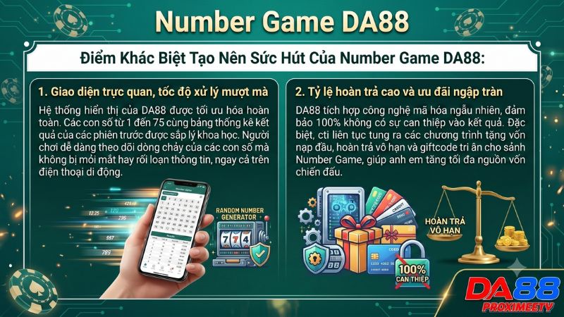 Khuyến mãi hoàn trả và tặng code trải nghiệm Number Game DA88