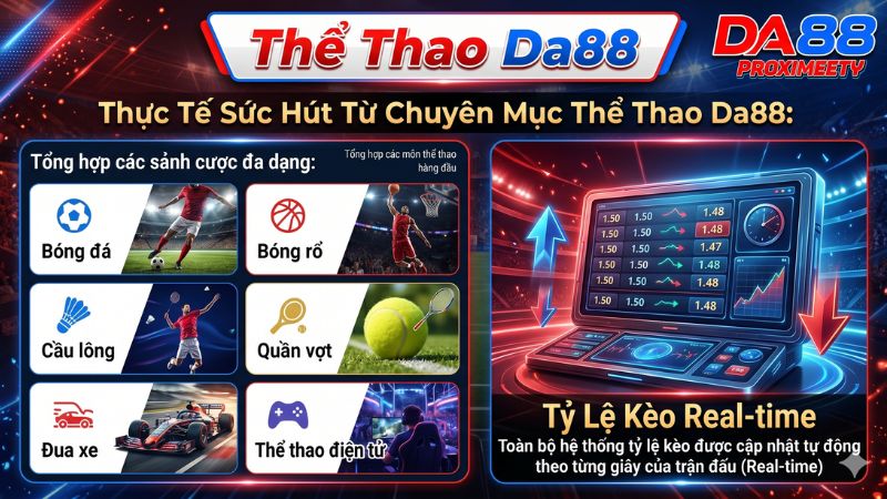 Giao diện bảng kèo trực tuyến tại sảnh Thể Thao Da88 cập nhật liên tục