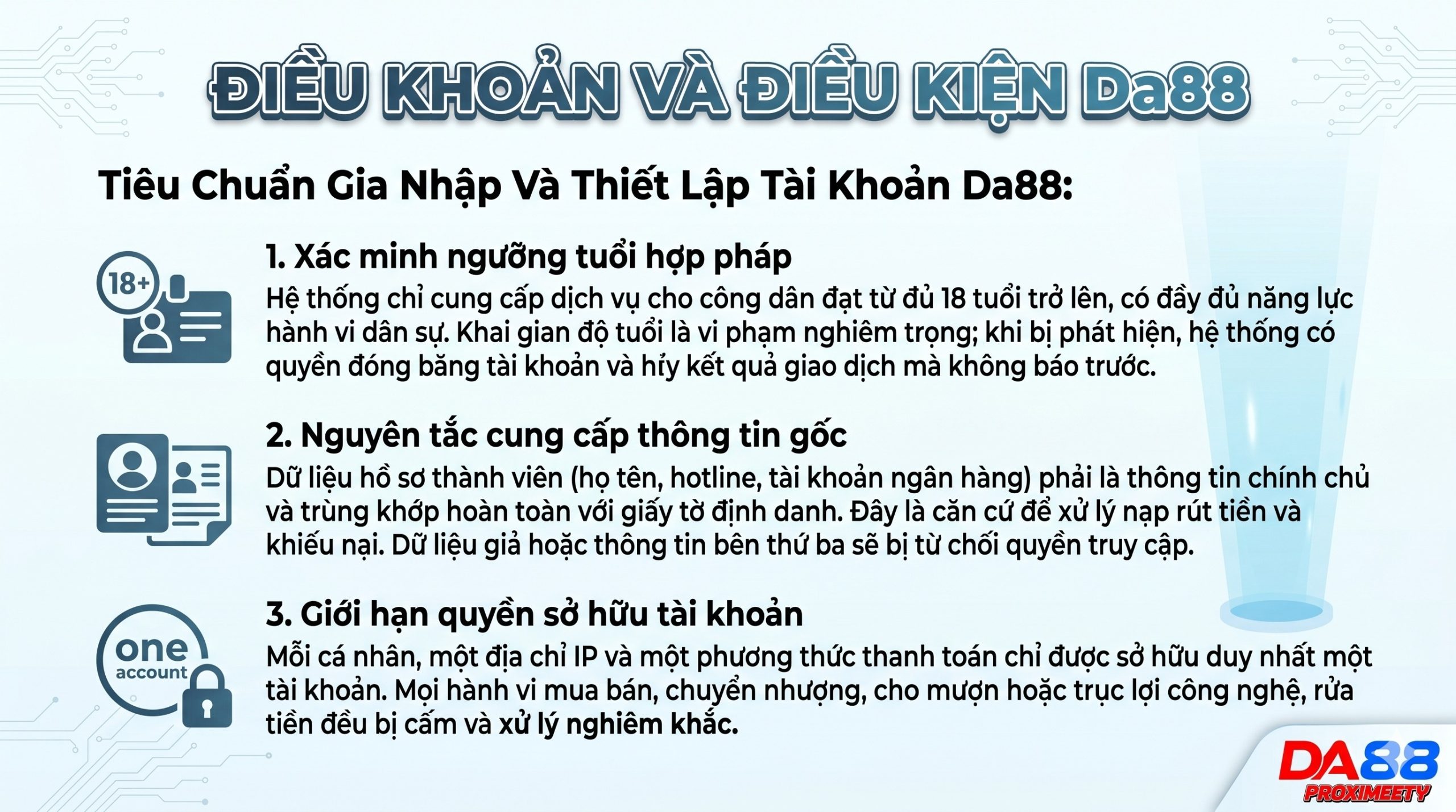 Giao diện đăng ký thành viên chính thức tuân thủ điều khoản và điều kiện Da88 mới nhất